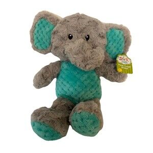 Gray Teal Elephant Plush Crinkle Ears with Rattle Spark Create Imagine New Tags
